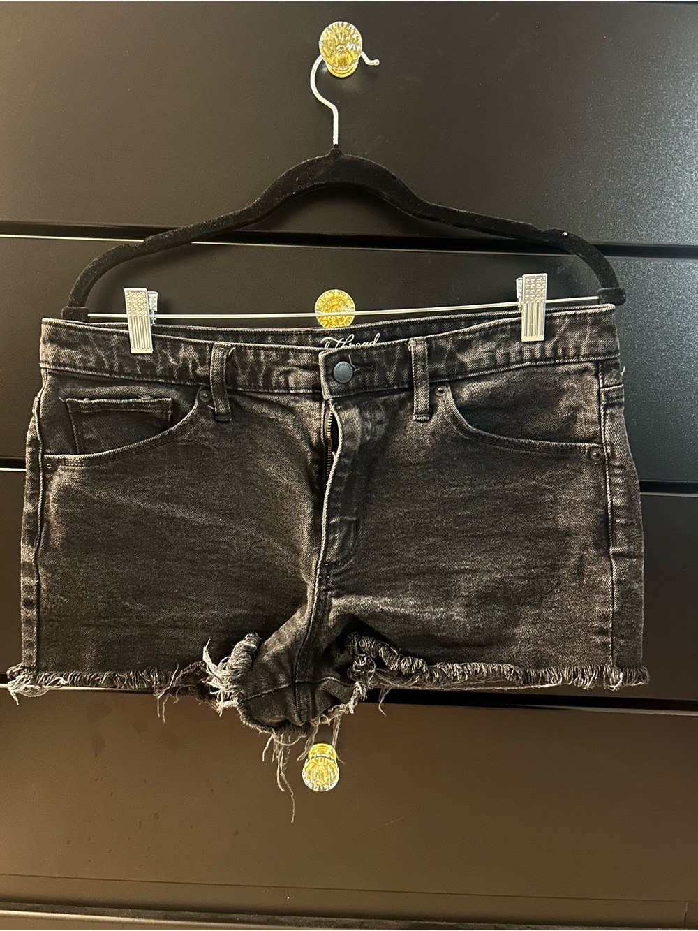 Universal Thread Washed Black Frayed Hem Denim Shorts